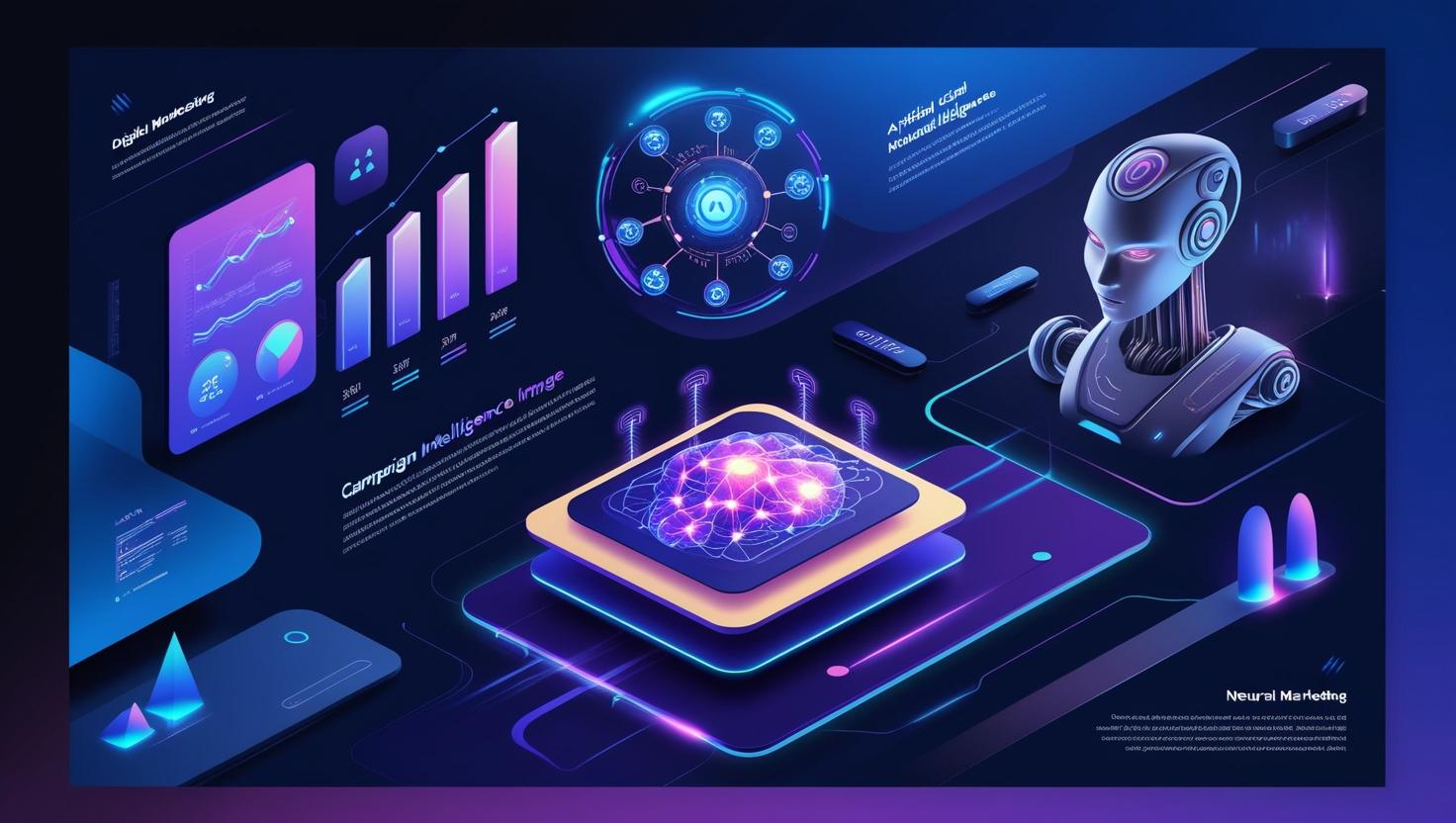 Futuristic AI concept illustration showing AGI in marketing.